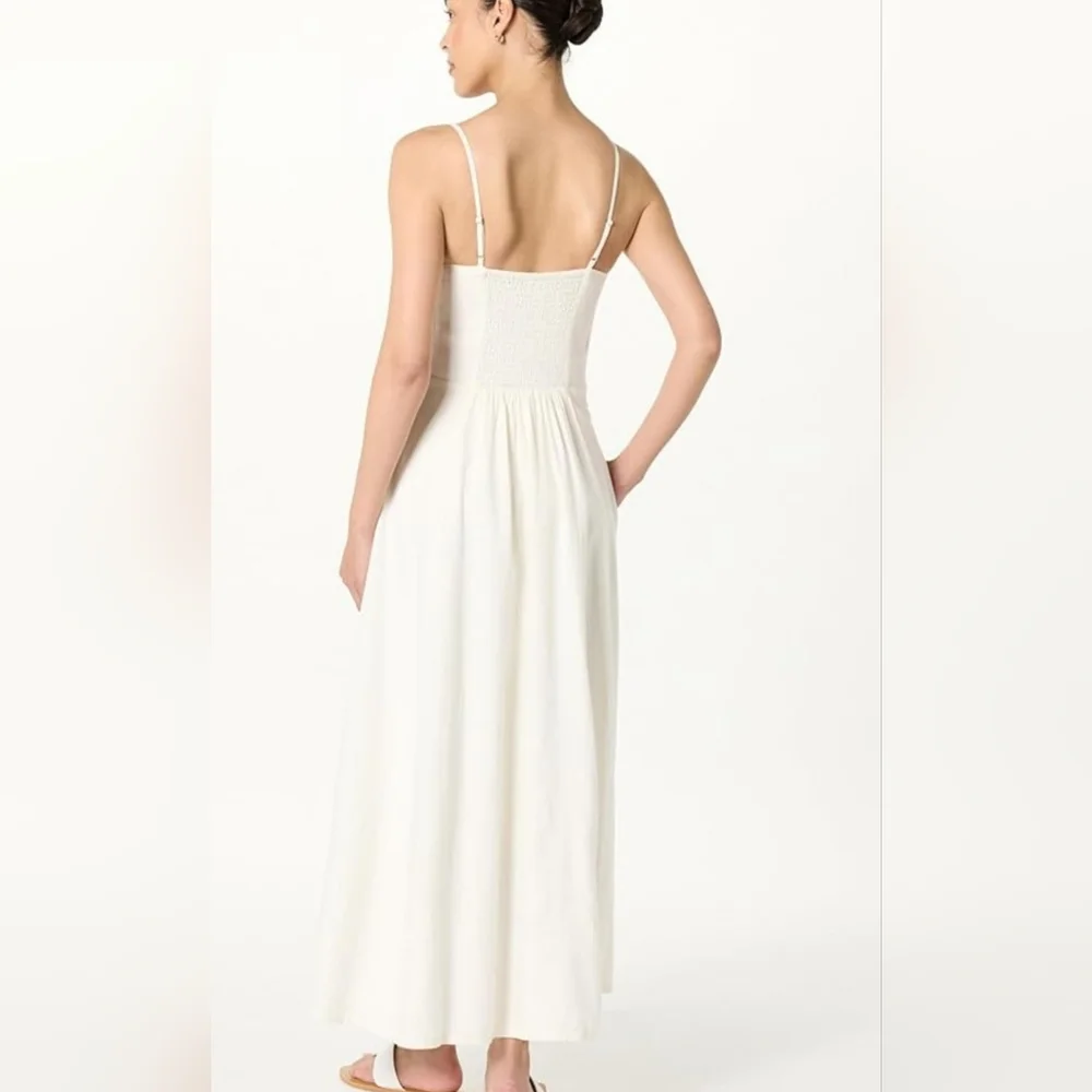 The Drop Womens Luna Scoop Neck Linen Maxi Dress Sz L - Picture 3 of 4